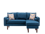 Mia Blue 70"W Linen Reversible Sectional Sofa with Chaise - Ornate Home