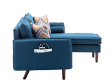 Mia Blue 70"W Linen Reversible Sectional Sofa with Chaise - Ornate Home