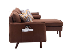 Mia Brown 70"W Linen Reversible Sectional Sofa with Chaise - Ornate Home