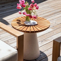 Mia Natural/White Outdoor Side Table - Ornate Home