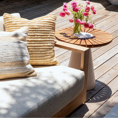 Mia Natural/White Outdoor Side Table - Ornate Home