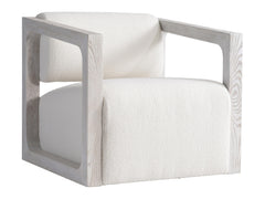 Mica White/Cream/Weathered Bone Fabric Swivel Chair - Ornate Home