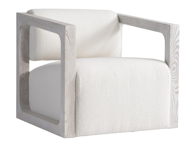 Mica White/Cream/Weathered Bone Fabric Swivel Chair - Ornate Home