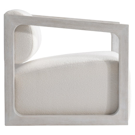 Mica White/Cream/Weathered Bone Fabric Swivel Chair - Ornate Home