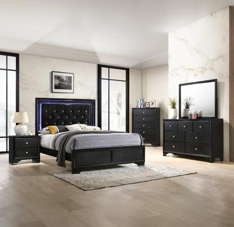 Micah Black LED Youth Panel Bedroom Set - Ornate Home