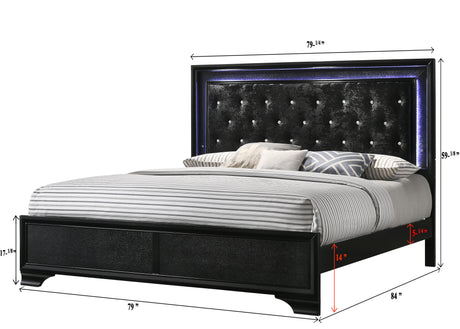 Micah Black LED Panel Bedroom Set - Ornate Home