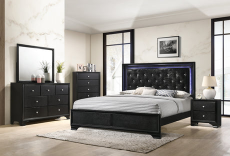 Micah Black LED Panel Bedroom Set - Ornate Home