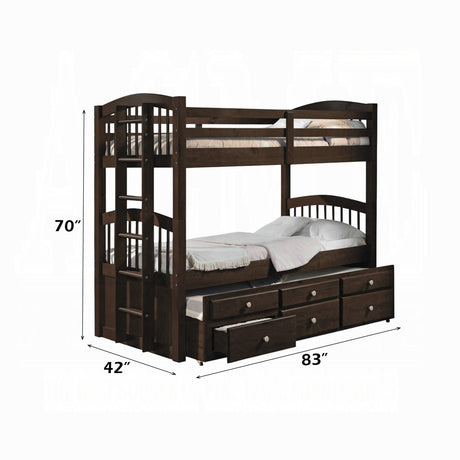 Micah Espresso Twin/Twin Bunk Bed w/Trundle & Storage - Ornate Home