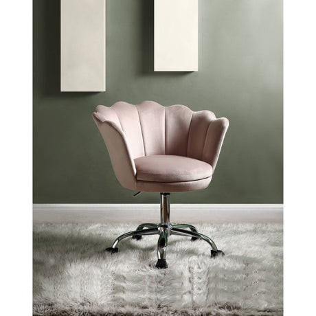 Micco Rose Quartz Velvet & Chrome Office Chair - Ornate Home