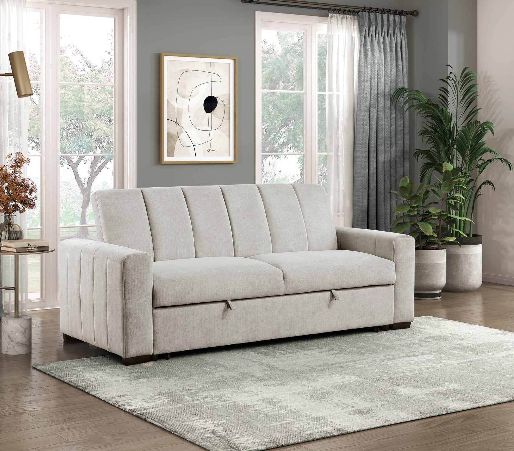 Michah Light Gray Sofa with Pull-Out Bed - Ornate Home