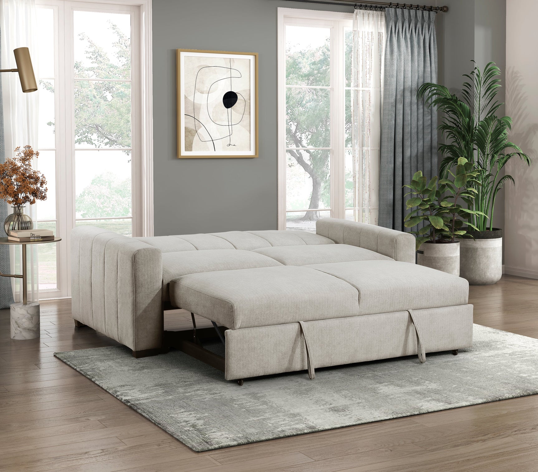 Michah Light Gray Sofa with Pull-Out Bed - Ornate Home