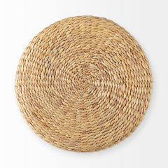 Michelle Light Brown Woven Seagrass Round Pouf - Ornate Home