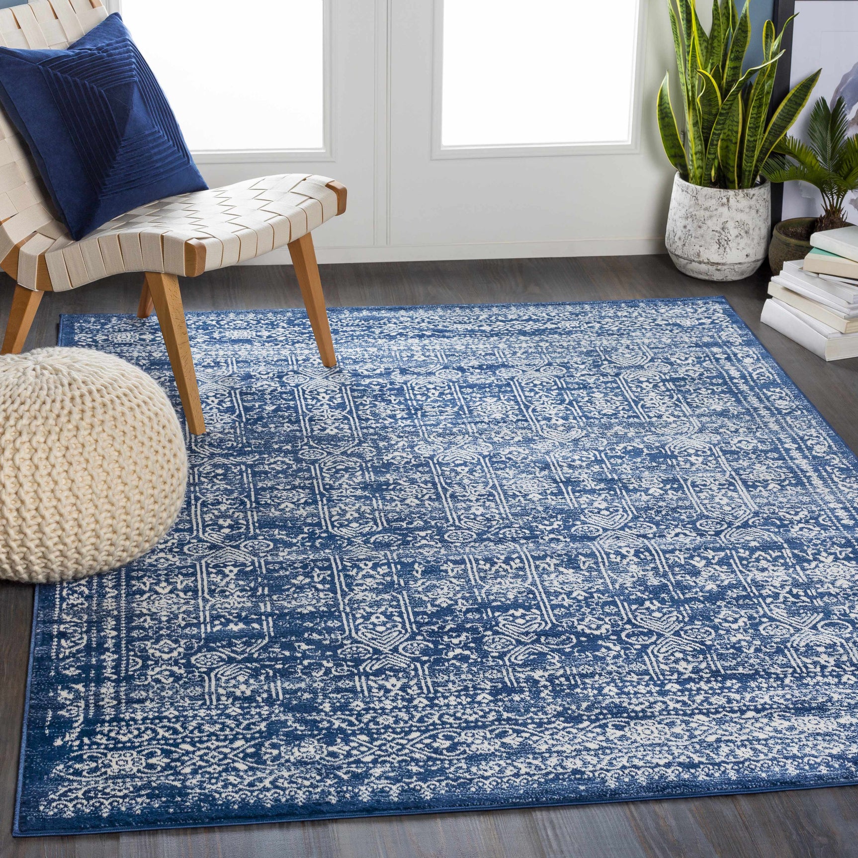 Michie Dark Blue Area Rug - Clearance - Ornate Home