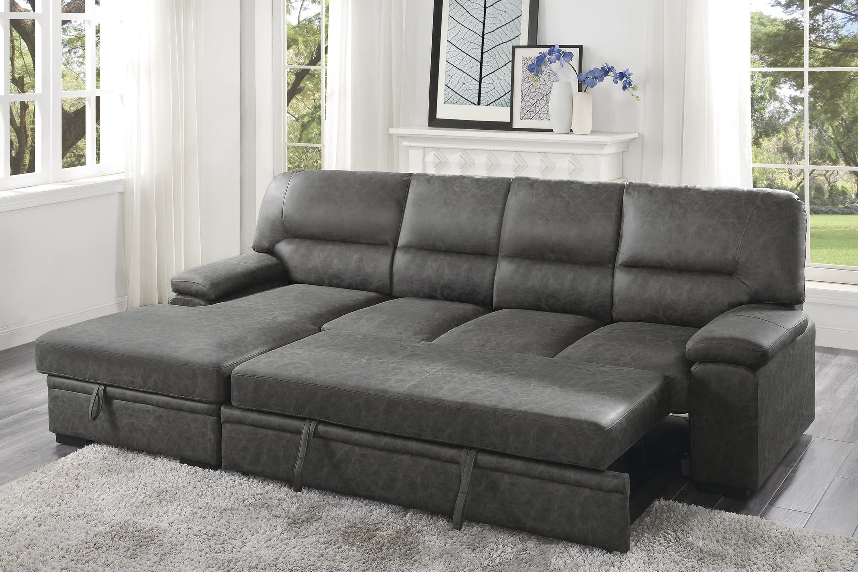 Michigan Dark Gray 2-Piece Sectional with Left Chaise - Ornate Home