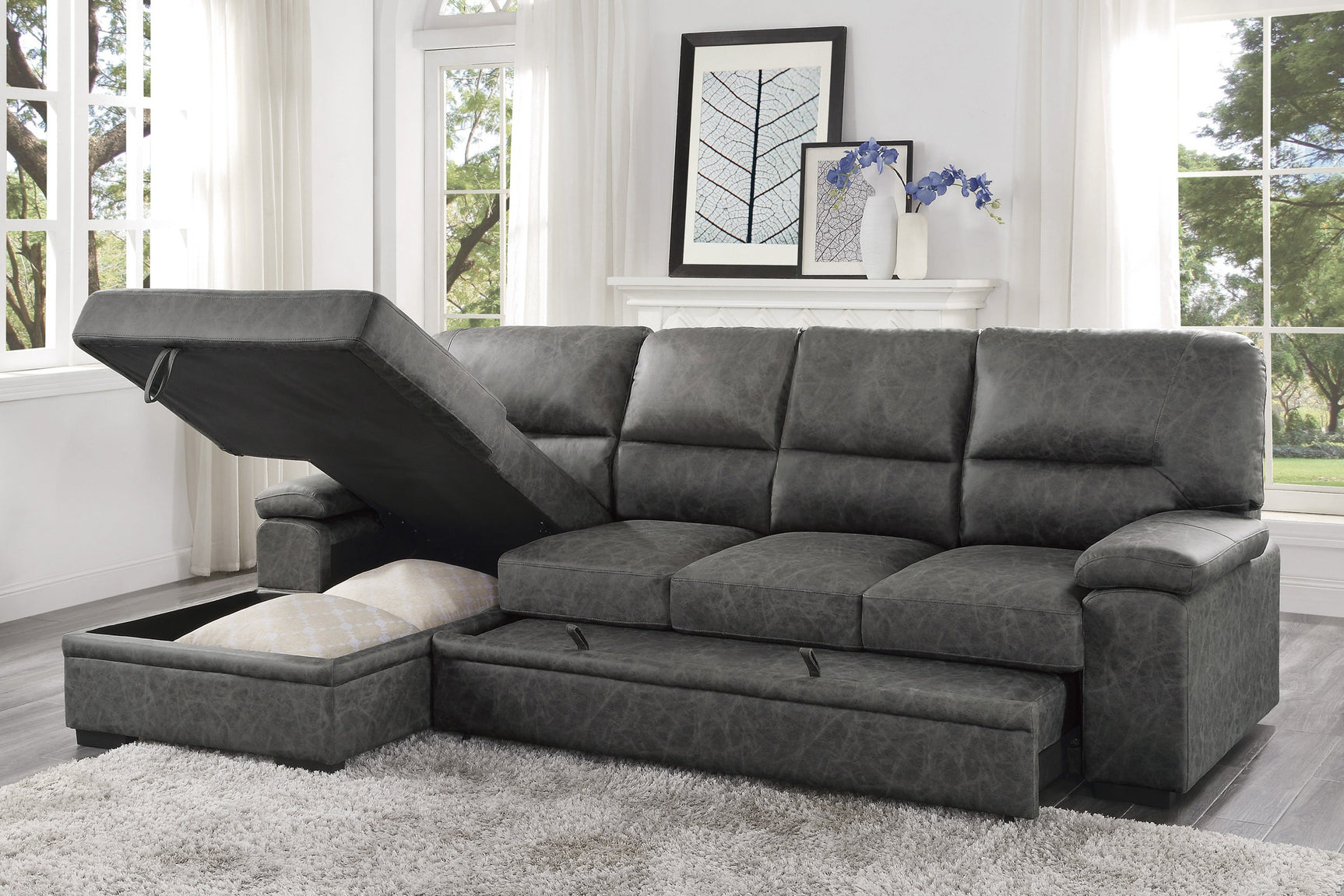 Michigan Dark Gray 2-Piece Sectional with Left Chaise - Ornate Home