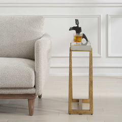 Midas Brass Thick Crystal Accent Table - Ornate Home