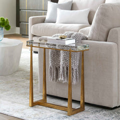 Midas Brass Thick Crystal Accent Table - Ornate Home