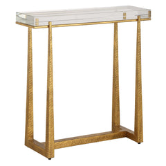 Midas Brass Thick Crystal Accent Table - Ornate Home