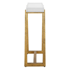 Midas Brass Thick Crystal Accent Table - Ornate Home