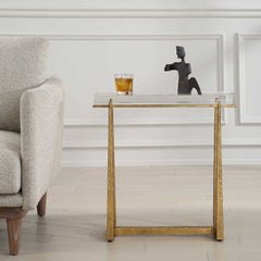 Midas Brass Thick Crystal Accent Table - Ornate Home