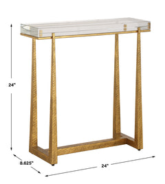 Midas Brass Thick Crystal Accent Table - Ornate Home