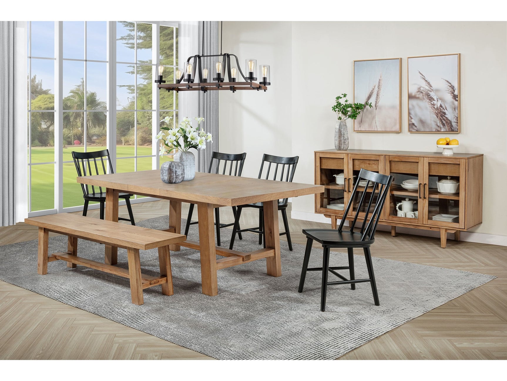 Middleton Brown and Black 6-piece Extension Leaf Dining Set - Ornate Home