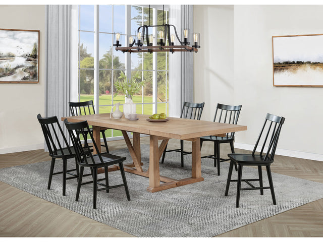 Middleton Brown and Black 7-piece Extension Leaf Dining Set - Ornate Home