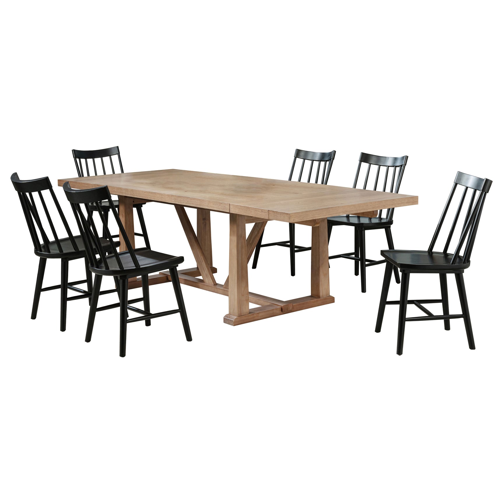 Middleton Brown and Black 7-piece Extension Leaf Dining Set - Ornate Home