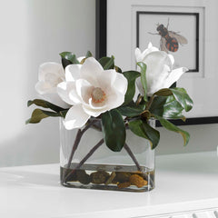 Middleton Green/White Magnolia Flower Centerpiece - Ornate Home