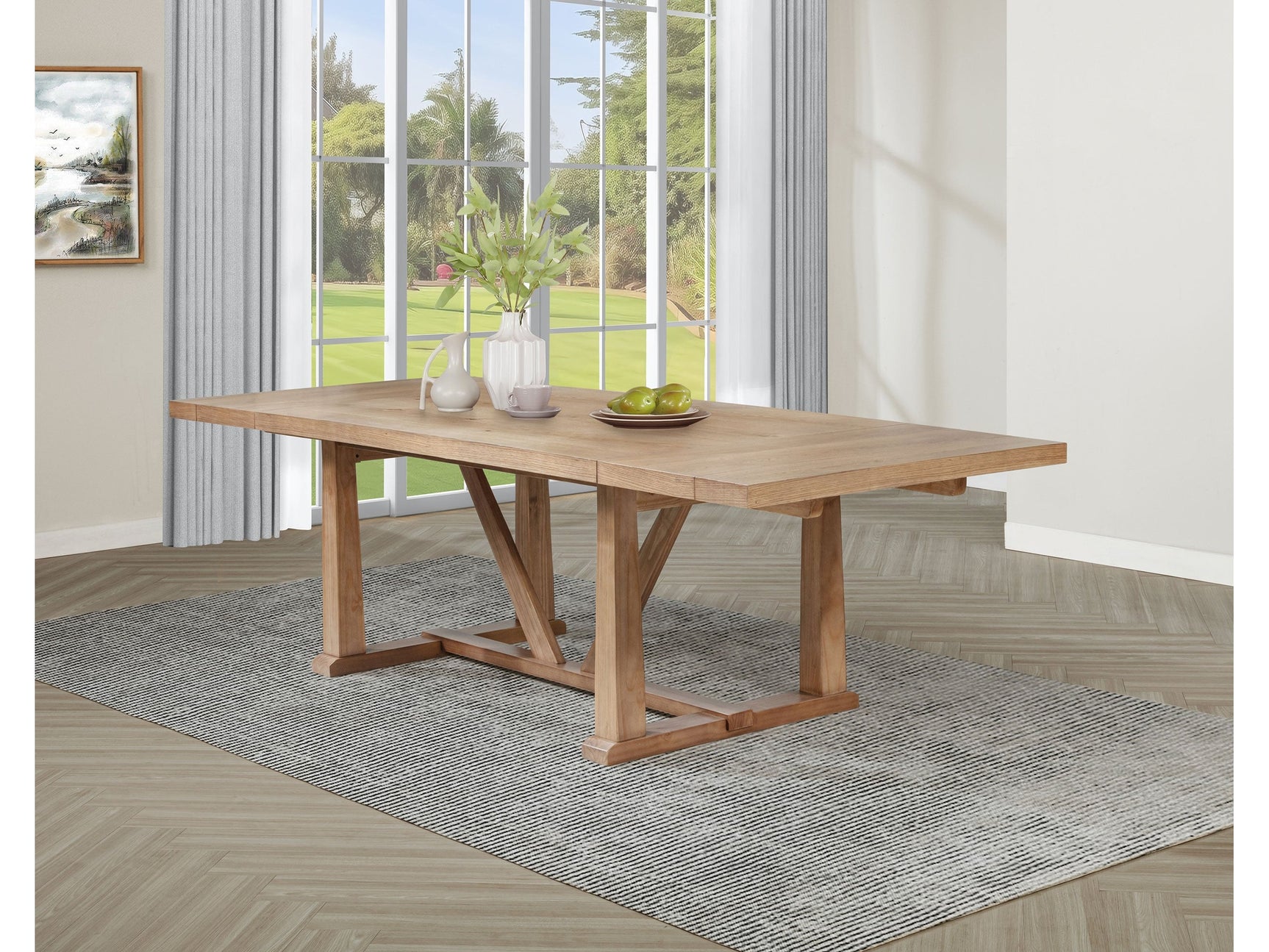 Middleton Natural Brown 106-inch Extension Leaf Dining Table - Ornate Home