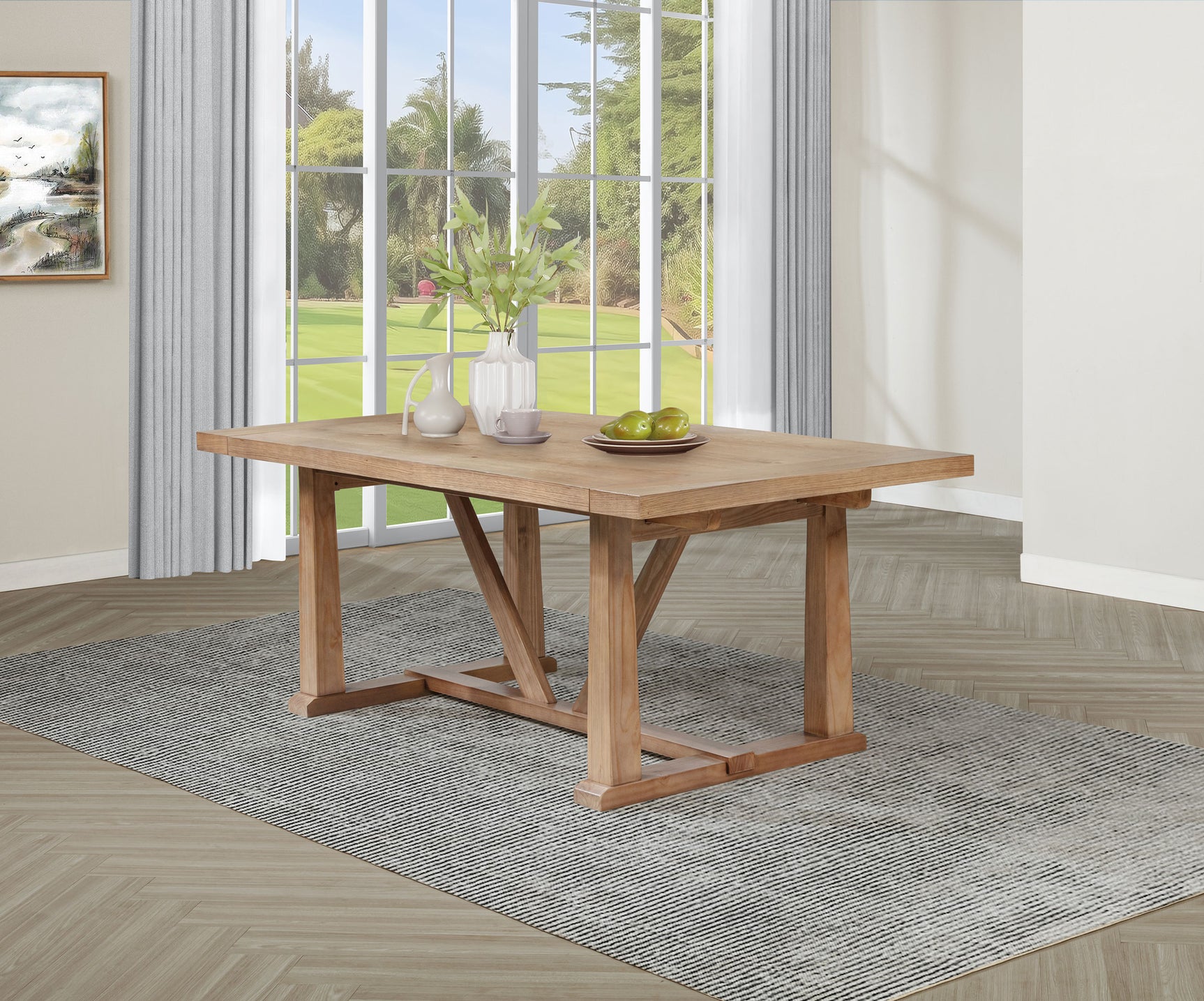 Middleton Natural Brown 106-inch Extension Leaf Dining Table - Ornate Home
