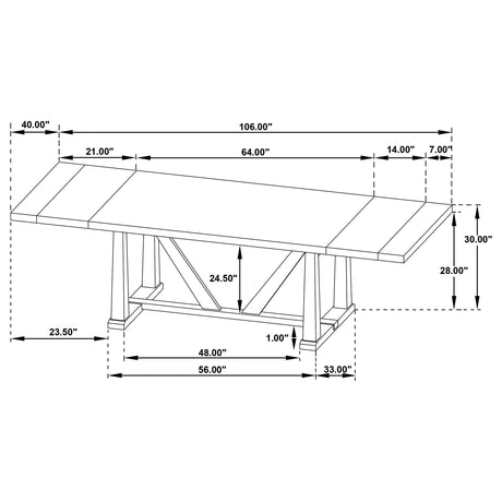 Middleton Natural Brown 106-inch Extension Leaf Dining Table - Ornate Home
