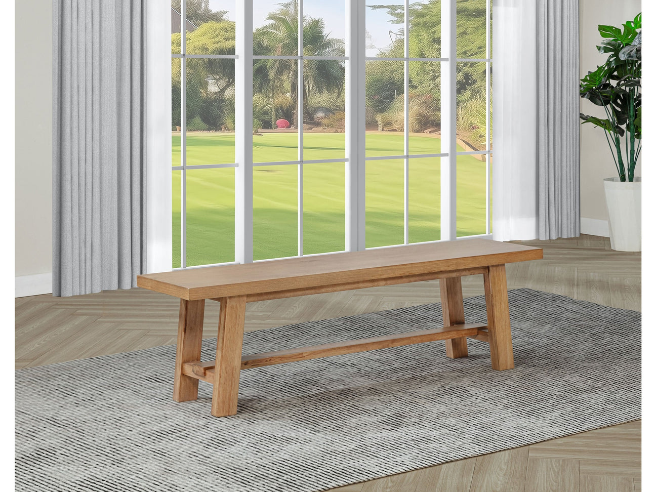 Middleton Natural Brown 60-inch Wood Backless Dining Bench - Ornate Home