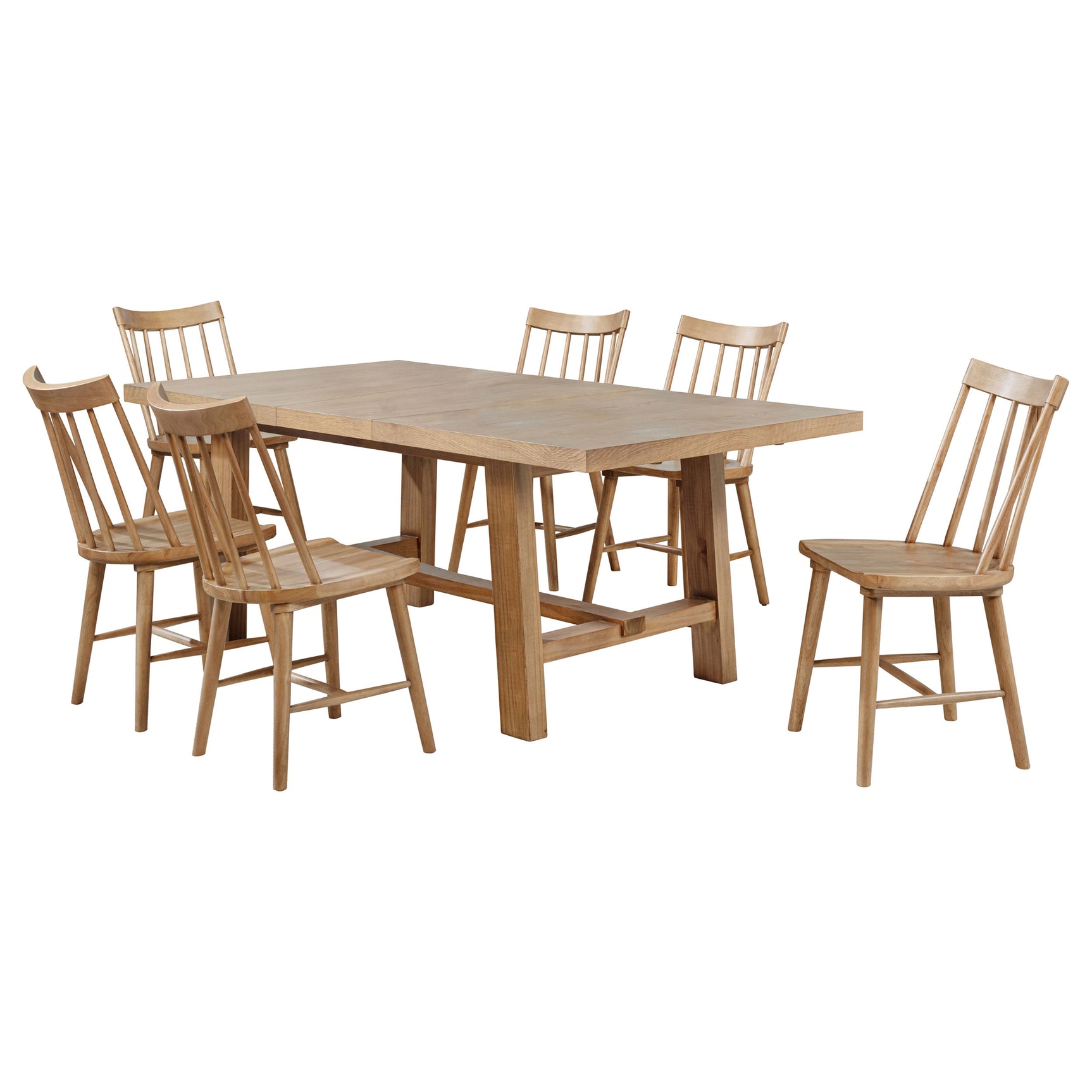 Middleton Natural Brown 7-piece Extension Leaf Dining Set - Ornate Home