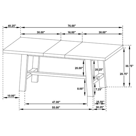 Middleton Natural Brown 76-inch Extension Leaf Dining Table - Ornate Home