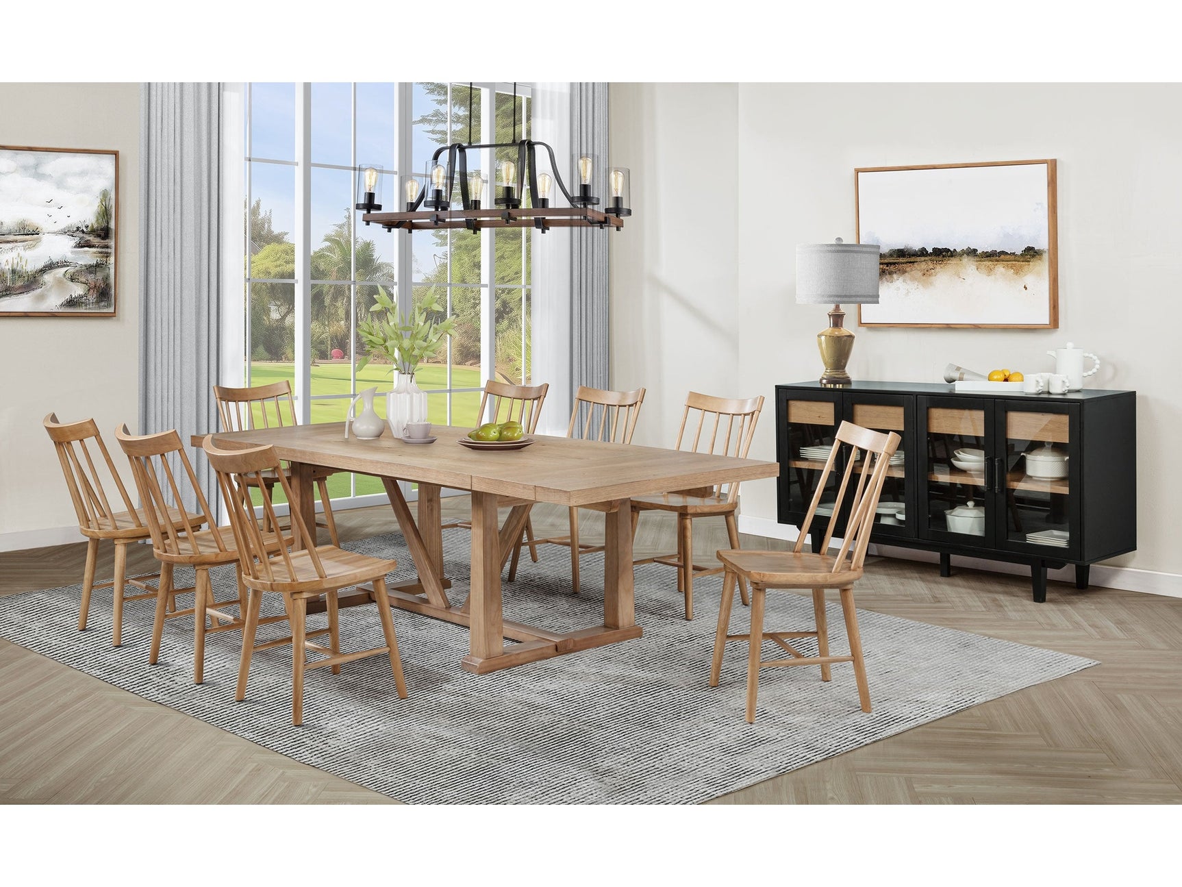 Middleton Natural Brown 9-piece Extension Leaf Dining Set - Ornate Home