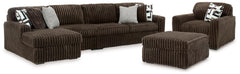 Midnight-Madness Chocolate 3-Piece Sectional, Oversized Chair and Ottoman - Ornate Home