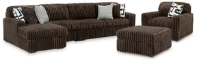 Midnight-Madness Chocolate 3-Piece Sectional, Oversized Chair and Ottoman - Ornate Home