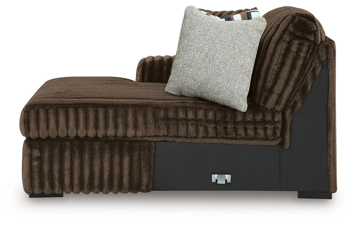 Midnight-Madness Chocolate 3-Piece Sectional, Oversized Chair and Ottoman - Ornate Home