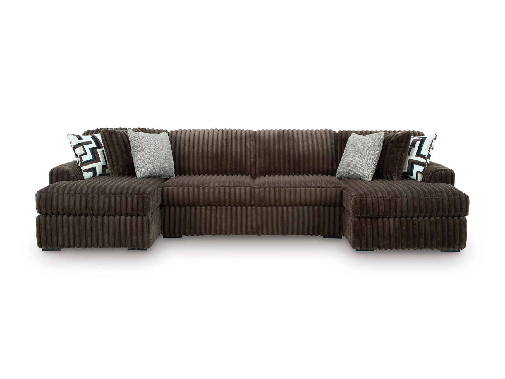 Midnight-Madness Chocolate 3-Piece Sectional with Chaise - Ornate Home