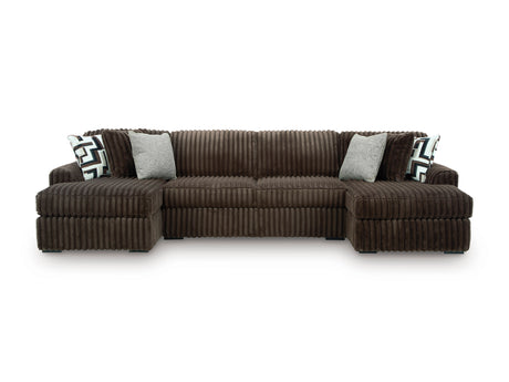 Midnight-Madness Chocolate 3-Piece Sectional with Chaise - Ornate Home