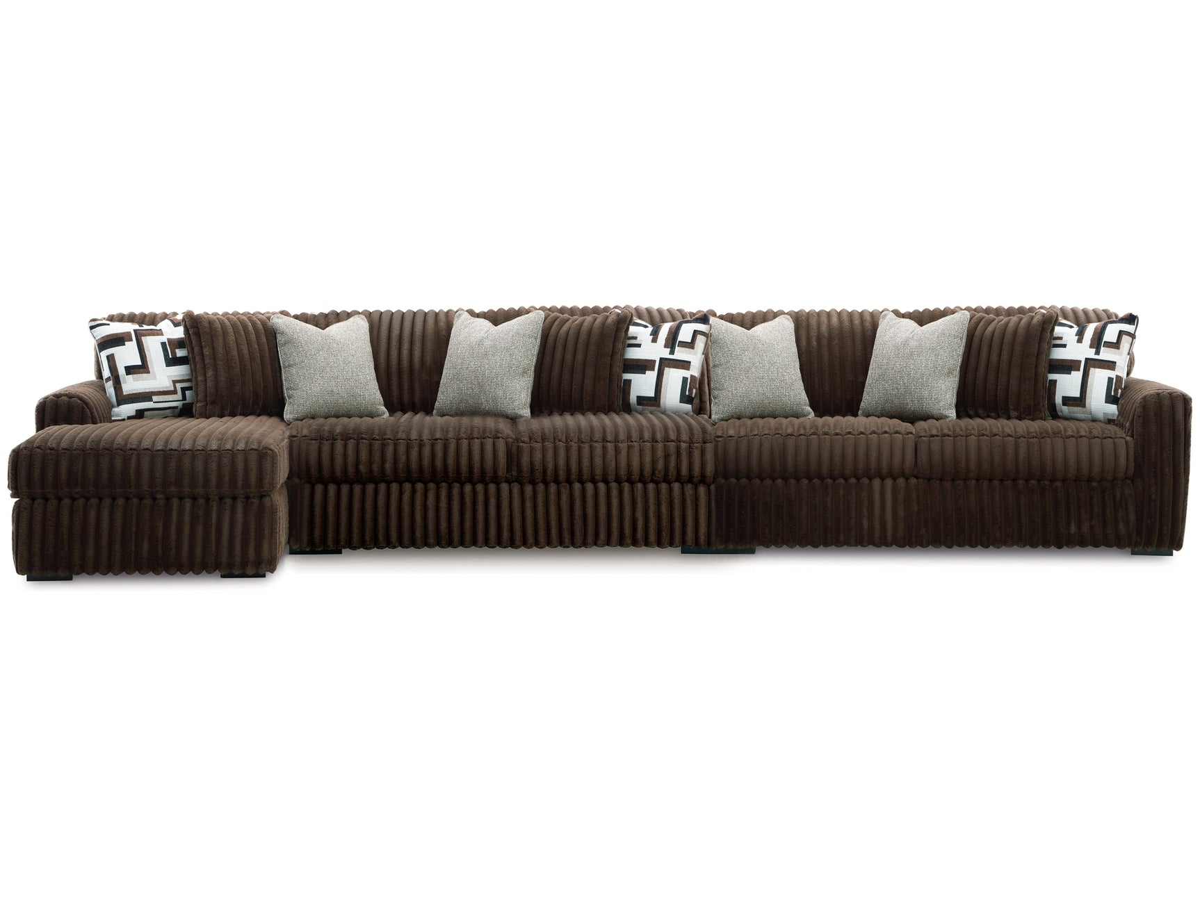 Midnight-Madness Chocolate 3-Piece Sectional with Chaise - Ornate Home