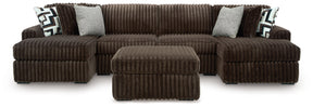 Midnight-Madness Chocolate 3-Piece Sectional with Chaise and Ottoman (Online Special Price) - Ornate Home