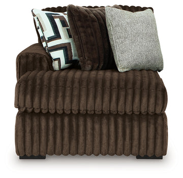Midnight-Madness Chocolate 3-Piece Sectional with Chaise and Ottoman - Ornate Home