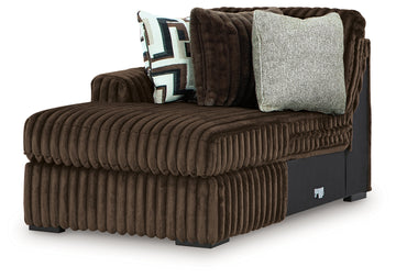 Midnight-Madness Chocolate 3-Piece Sectional with Chaise and Ottoman - Ornate Home