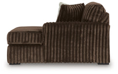 Midnight-Madness Chocolate 3-Piece Sectional with Chaise and Ottoman - Ornate Home