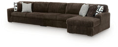 Midnight-Madness Chocolate 3-Piece Sectional with RAF Chaise - Ornate Home