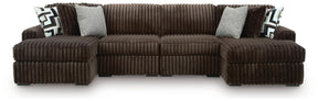 Midnight-Madness Chocolate 4-Piece Double Chaise Sectional - Ornate Home