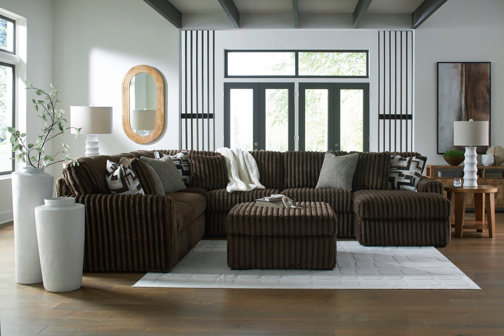 Midnight-Madness Chocolate 4-Piece RAF Sectional with Chaise (Online Special Price) - Ornate Home