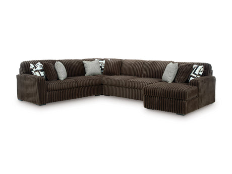 Midnight-Madness Chocolate 4-Piece RAF Sectional with Chaise - Ornate Home